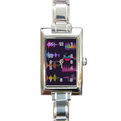 Colorful Sound Wave Set Rectangle Italian Charm Watch by Bedest