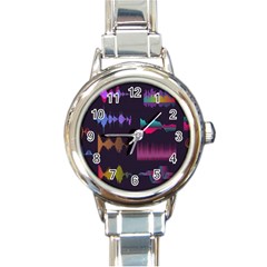 Colorful Sound Wave Set Round Italian Charm Watch by Bedest