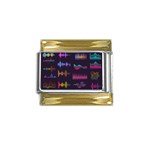 Colorful Sound Wave Set Gold Trim Italian Charm (9mm) Front