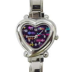 Colorful Sound Wave Set Heart Italian Charm Watch by Bedest