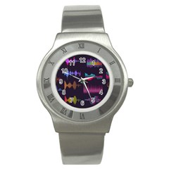 Colorful Sound Wave Set Stainless Steel Watch by Bedest