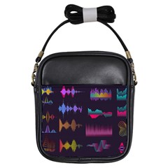 Colorful Sound Wave Set Girls Sling Bag by Bedest