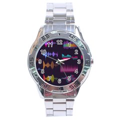 Colorful Sound Wave Set Stainless Steel Analogue Watch by Bedest