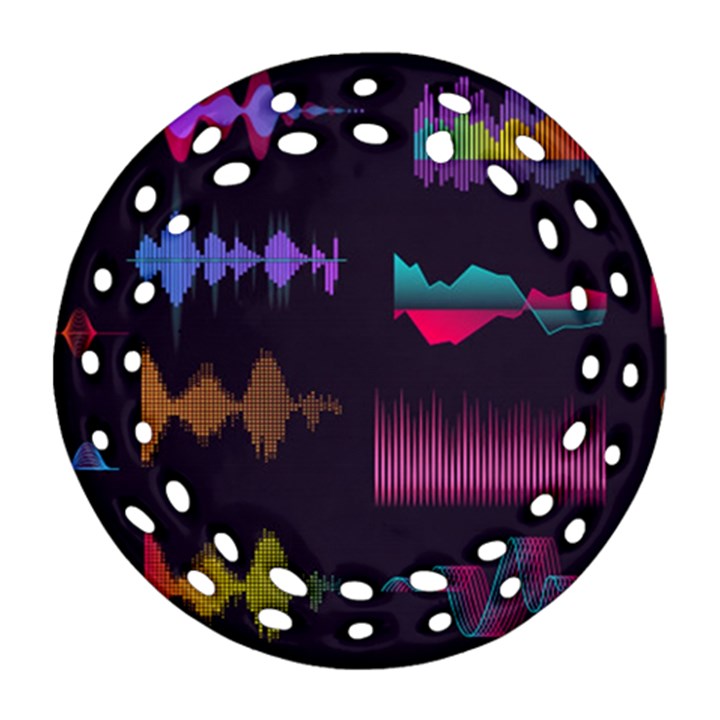 Colorful Sound Wave Set Ornament (Round Filigree)