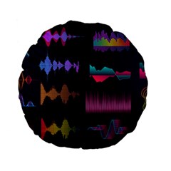 Colorful Sound Wave Set Standard 15  Premium Flano Round Cushions by Bedest