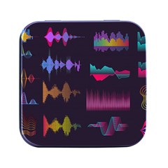 Colorful Sound Wave Set Square Metal Box (black) by Bedest