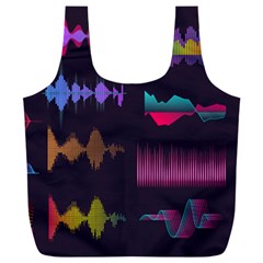 Colorful Sound Wave Set Full Print Recycle Bag (xxl)