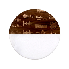 Colorful Sound Wave Set Classic Marble Wood Coaster (round)  by Bedest