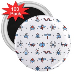 Insects Icons Square Seamless Pattern 3  Magnets (100 Pack) by Bedest