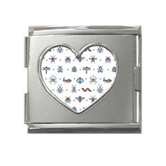 Insects Icons Square Seamless Pattern Mega Link Heart Italian Charm (18mm) by Bedest