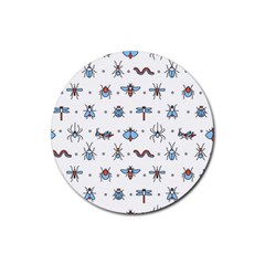 Insects Icons Square Seamless Pattern Rubber Coaster (round) by Bedest