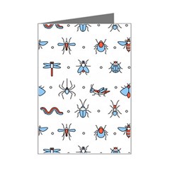 Insects Icons Square Seamless Pattern Mini Greeting Card by Bedest