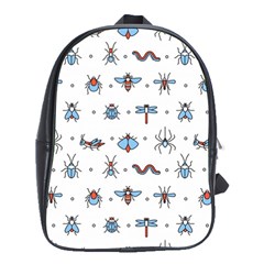 Insects Icons Square Seamless Pattern School Bag (large) by Bedest