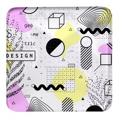 Graphic Design Geometric Background Square Glass Fridge Magnet (4 Pack) by Bedest