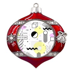 Graphic Design Geometric Background Metal Snowflake And Bell Red Ornament by Bedest