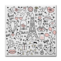 Big Collection With Hand Drawn Objects Valentines Day Tile Coaster by Bedest