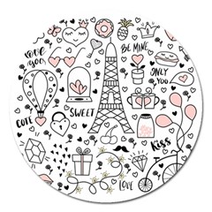 Big Collection With Hand Drawn Objects Valentines Day Magnet 5  (round) by Bedest