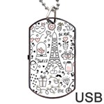 Big Collection With Hand Drawn Objects Valentines Day Dog Tag USB Flash (Two Sides) Back