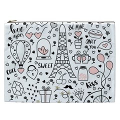 Big Collection With Hand Drawn Objects Valentines Day Cosmetic Bag (xxl) by Bedest