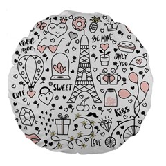 Big Collection With Hand Drawn Objects Valentines Day Large 18  Premium Flano Round Cushions by Bedest