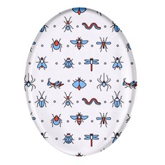 Insects Icons Square Seamless Pattern Oval Glass Fridge Magnet (4 Pack)