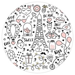 Big Collection With Hand Drawn Objects Valentines Day Round Trivet by Bedest