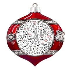 Big Collection With Hand Drawn Objects Valentines Day Metal Snowflake And Bell Red Ornament by Bedest