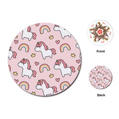 Cute Unicorn Rainbow Seamless Pattern Background Playing Cards Single Design (round) by Bedest