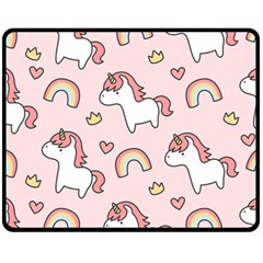 Cute Unicorn Rainbow Seamless Pattern Background Fleece Blanket (medium) by Bedest