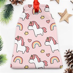 Cute Unicorn Rainbow Seamless Pattern Background Bell Ornament (two Sides) by Bedest