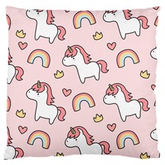 Cute Unicorn Rainbow Seamless Pattern Background Large Cushion Case (one Side) by Bedest