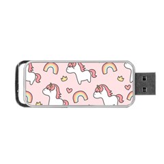 Cute Unicorn Rainbow Seamless Pattern Background Portable Usb Flash (two Sides) by Bedest