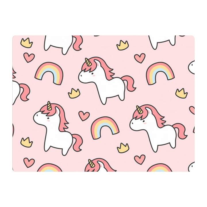 Cute Unicorn Rainbow Seamless Pattern Background Two Sides Premium Plush Fleece Blanket (Mini)