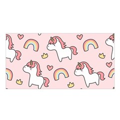 Cute Unicorn Rainbow Seamless Pattern Background Satin Shawl 45  X 80  by Bedest