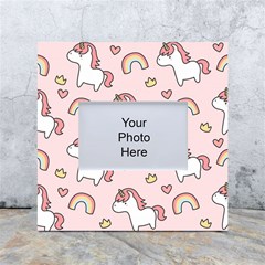 Cute Unicorn Rainbow Seamless Pattern Background White Box Photo Frame 4  X 6  by Bedest