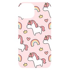 Cute Unicorn Rainbow Seamless Pattern Background Iphone 14 Black Uv Print Case