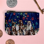 Funny Astronaut Pugs Black & Blue Space Stars Mini Coin Purse Front