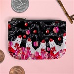 Black & Crimson Music Cute Kitty Cat Xmas Gift Mini Coin Purse Front