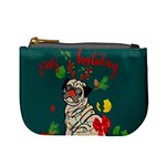 Dark Cyan Santa Pug Holiday Mini Coin Purse Front