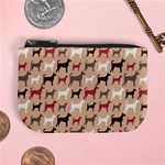 Light Brown Animal Pattern Dog Silhouettes Mini Coin Purse Front