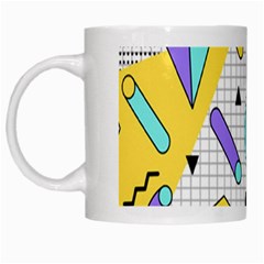 Tridimensional Pastel Shapes Background Memphis Style White Mug by Bedest