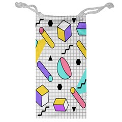 Tridimensional Pastel Shapes Background Memphis Style Jewelry Bag by Bedest