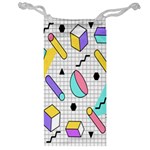 Tridimensional Pastel Shapes Background Memphis Style Jewelry Bag Front