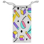 Tridimensional Pastel Shapes Background Memphis Style Jewelry Bag Back