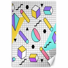 Tridimensional Pastel Shapes Background Memphis Style Canvas 24  X 36  by Bedest