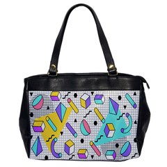 Tridimensional Pastel Shapes Background Memphis Style Oversize Office Handbag by Bedest