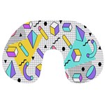 Tridimensional Pastel Shapes Background Memphis Style Travel Neck Pillow Front