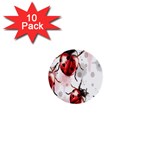 Ladybugs Pattern Texture Watercolor 1  Mini Buttons (10 pack)  Front