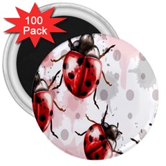 Ladybugs Pattern Texture Watercolor 3  Magnets (100 Pack) by Bedest