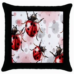 Ladybugs Pattern Texture Watercolor Throw Pillow Case (black) by Bedest